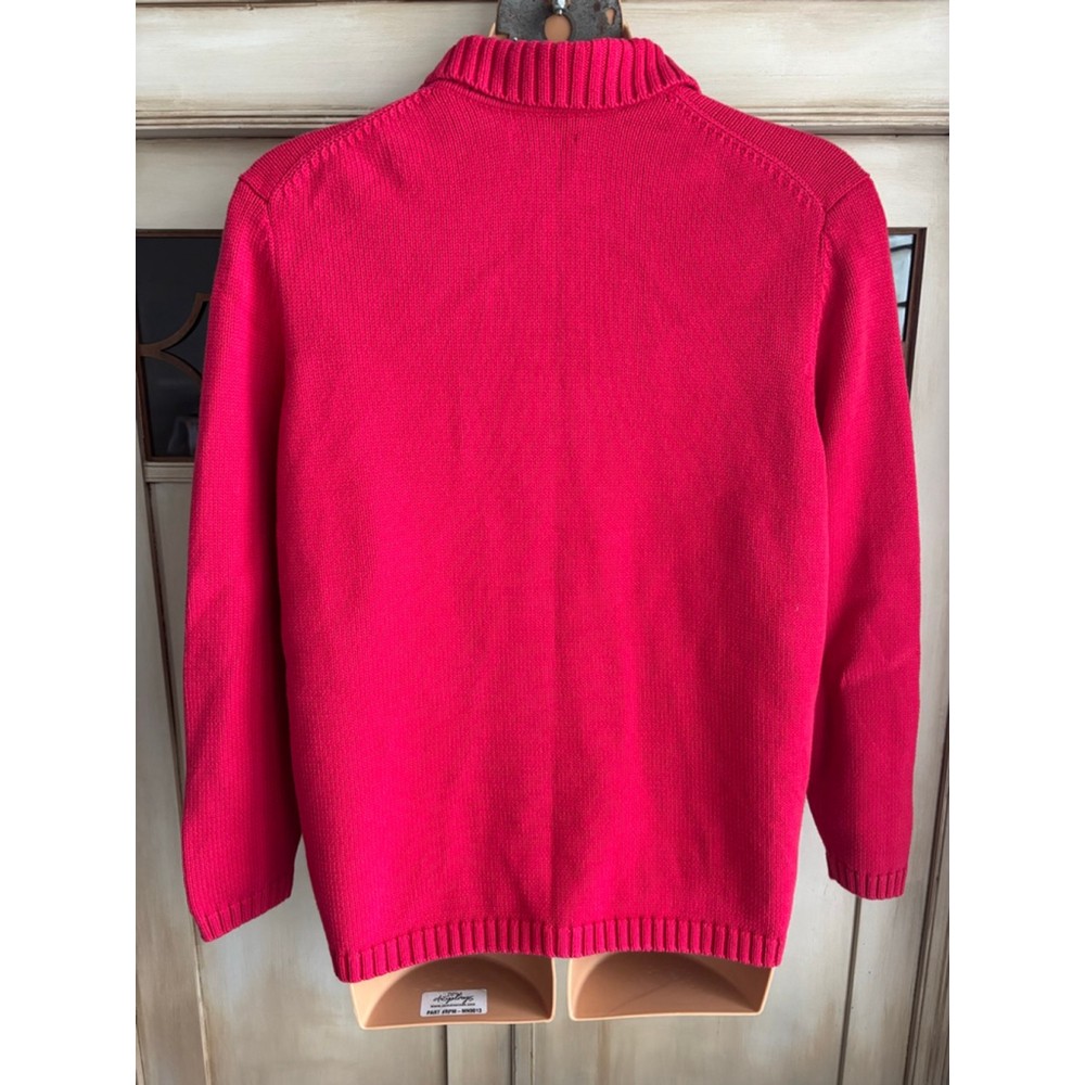VGUC Lands End 100% Cotton Red Button Down Cardigan | Sz 18-20 - Picture 5 of 11
